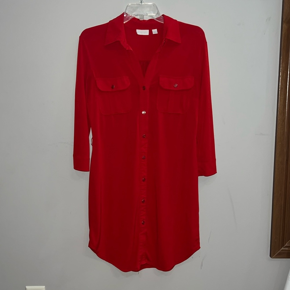 Red shirt dress